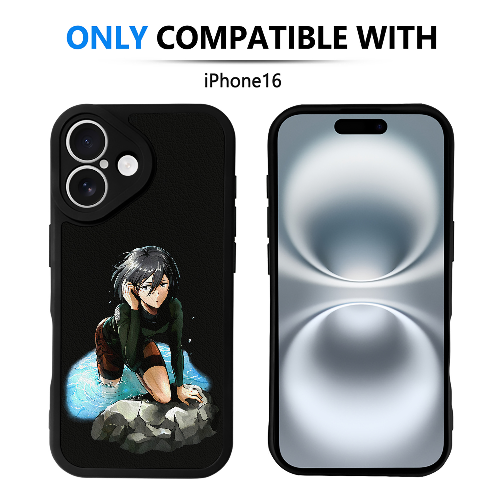 （画像用） 進撃の巨人 ミカサ·アッカーマン Attack on Titan Mikasa Ackerman 【iPhone 16シリーズ対応】シリコンスマホケース（レザー調） 材質：シリコン